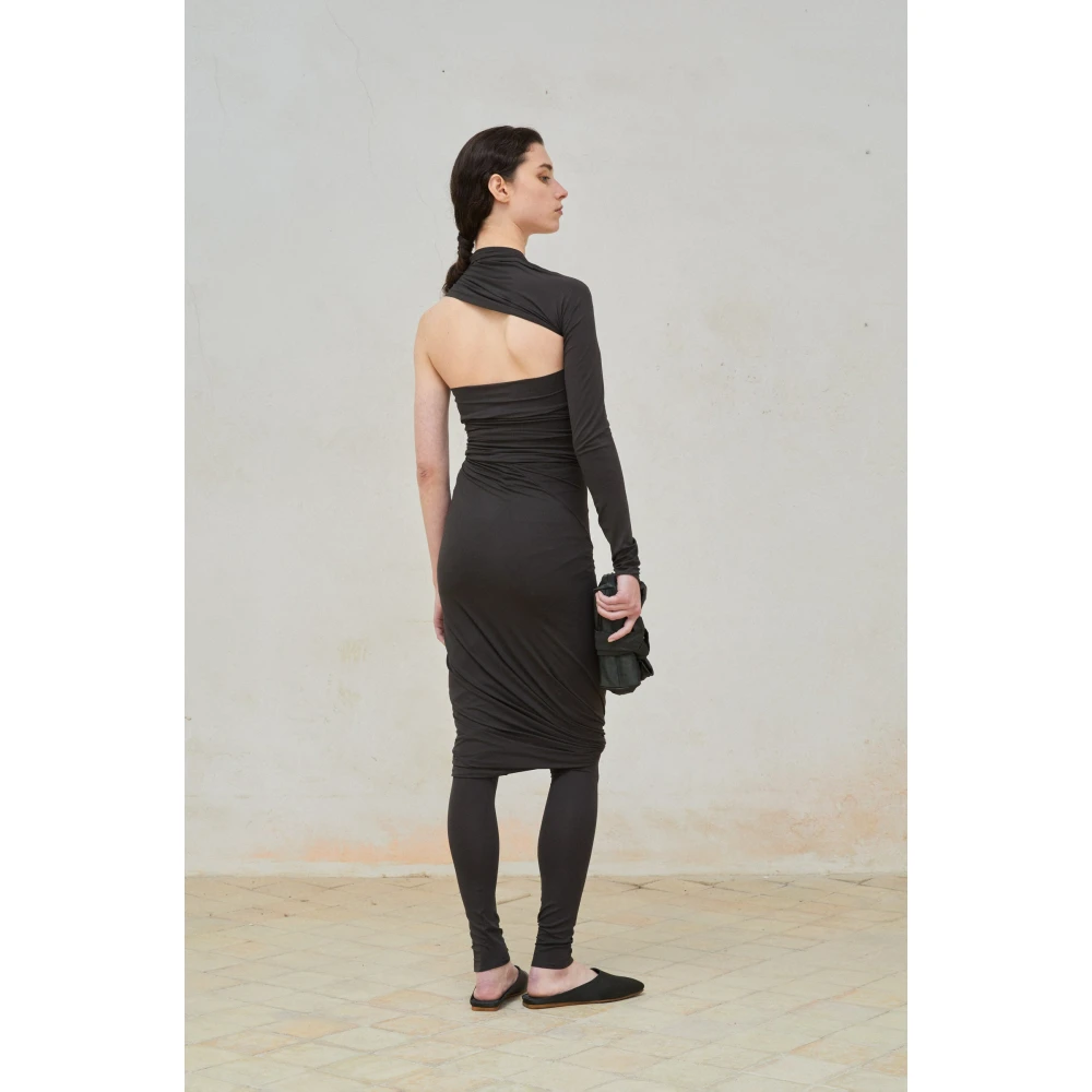 Cortana Asymmetrische Cupro Stretch Top Grafiet Black Dames