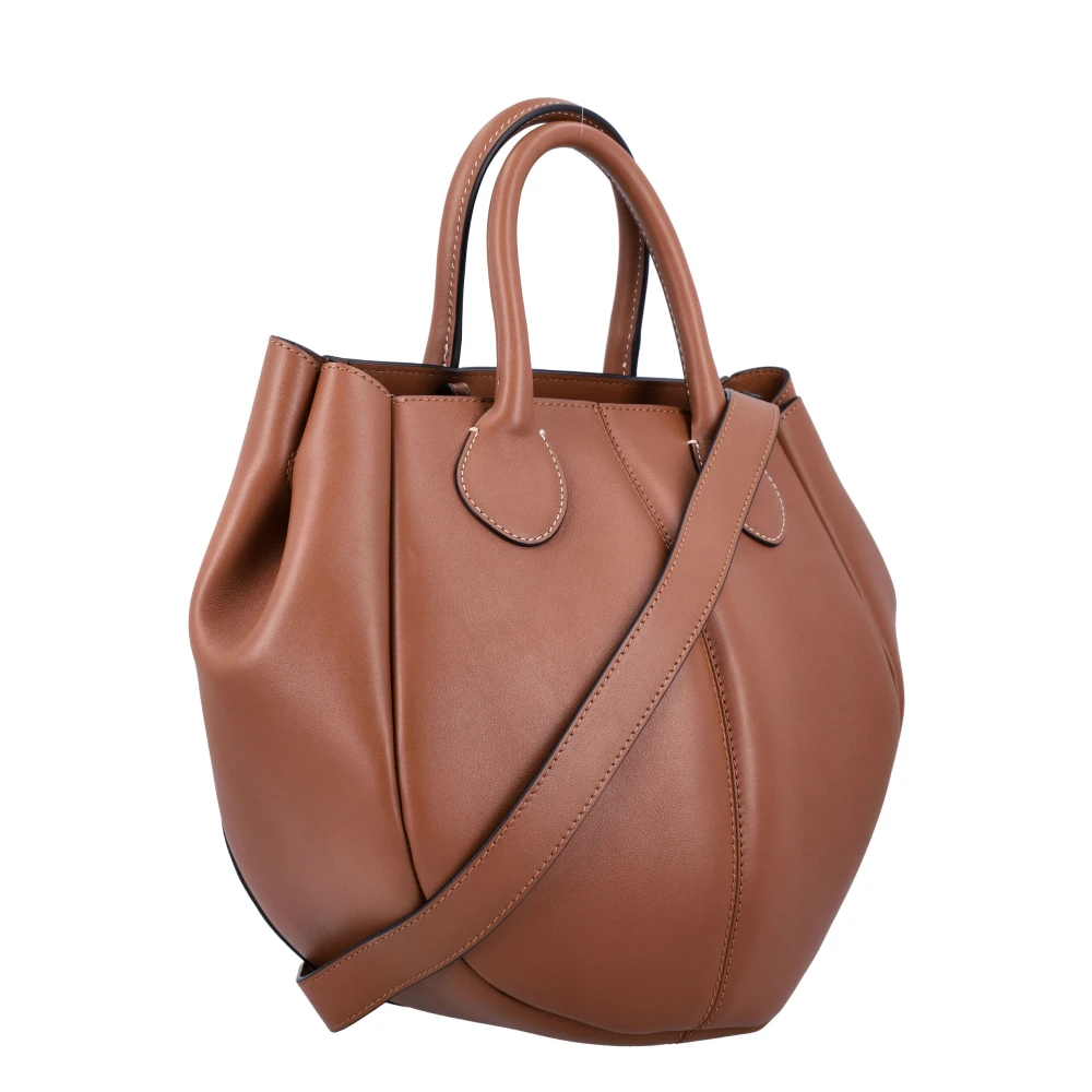 JW Anderson Leren Punch Small Tote Handtas Brown Dames