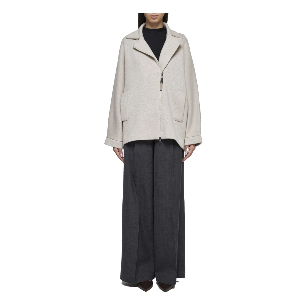 BRUNELLO CUCINELLI Beige Cashmere Blouson Sweater Gray Dames