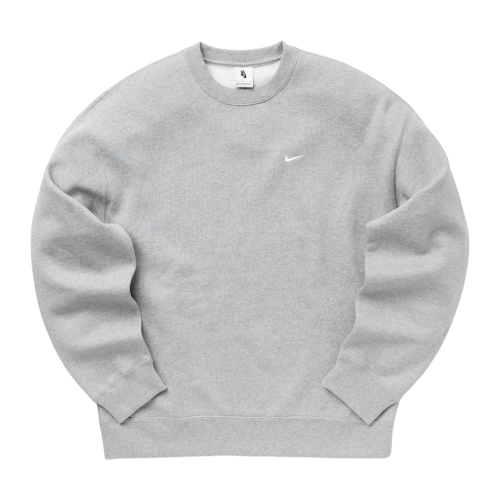 Nike Men's Gray Long Sleeve Training Tops, L, Solo Swoosh Crewneck