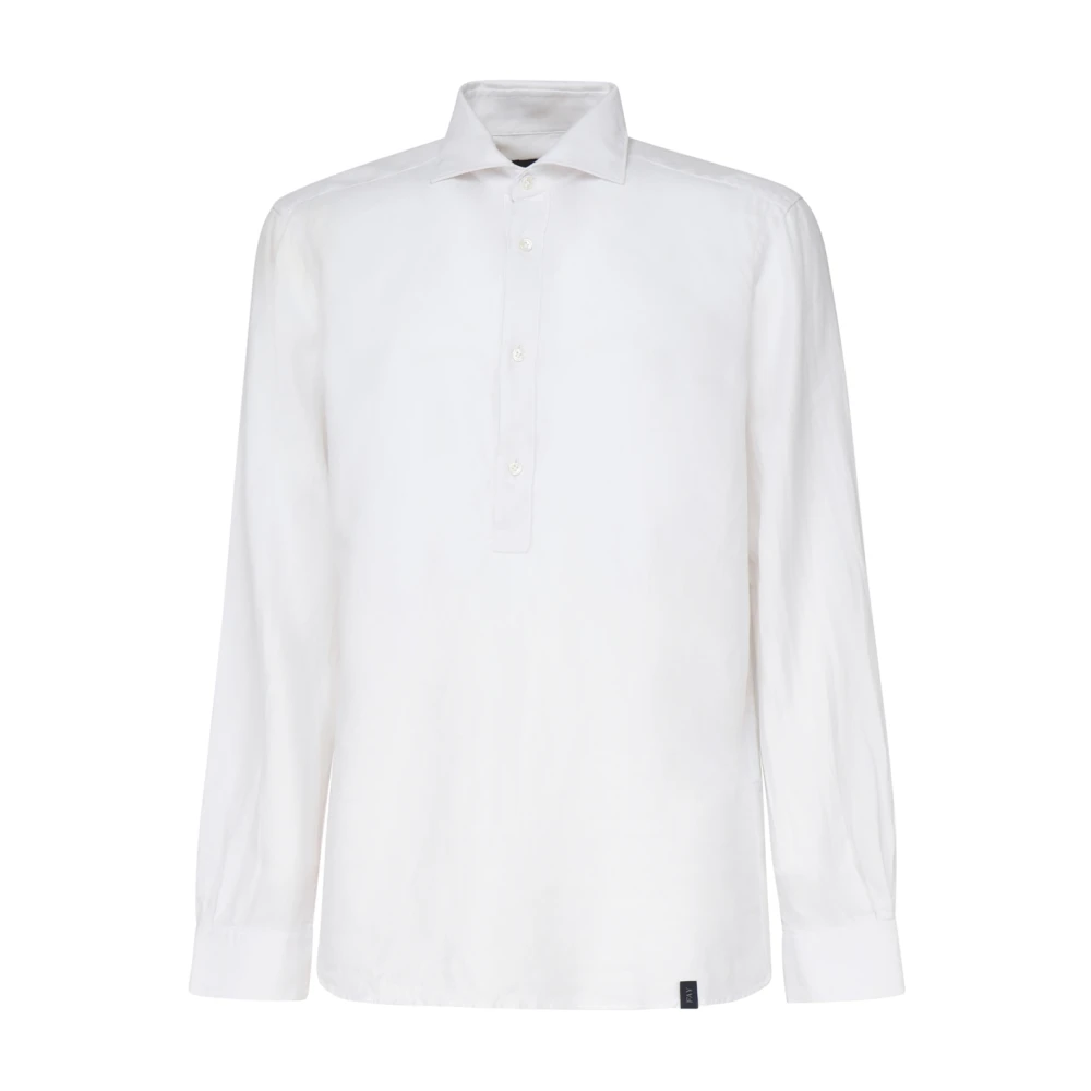 Fay Vit Polo Skjorta Bomull Linne Blandning White, Herr