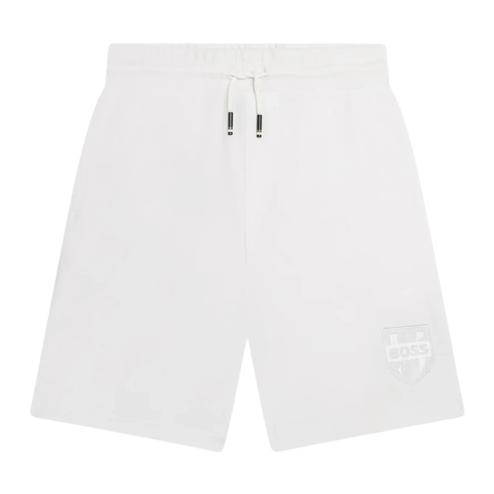 Hugo Boss Vita barn bermuda shorts med broderad illustration White, Pojke