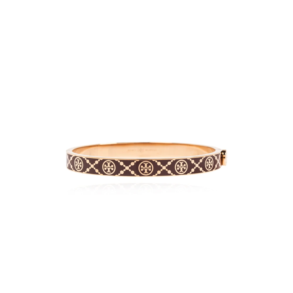 Tory Burch Women's Brown Monogram Miller Stud Hinge Bracelet