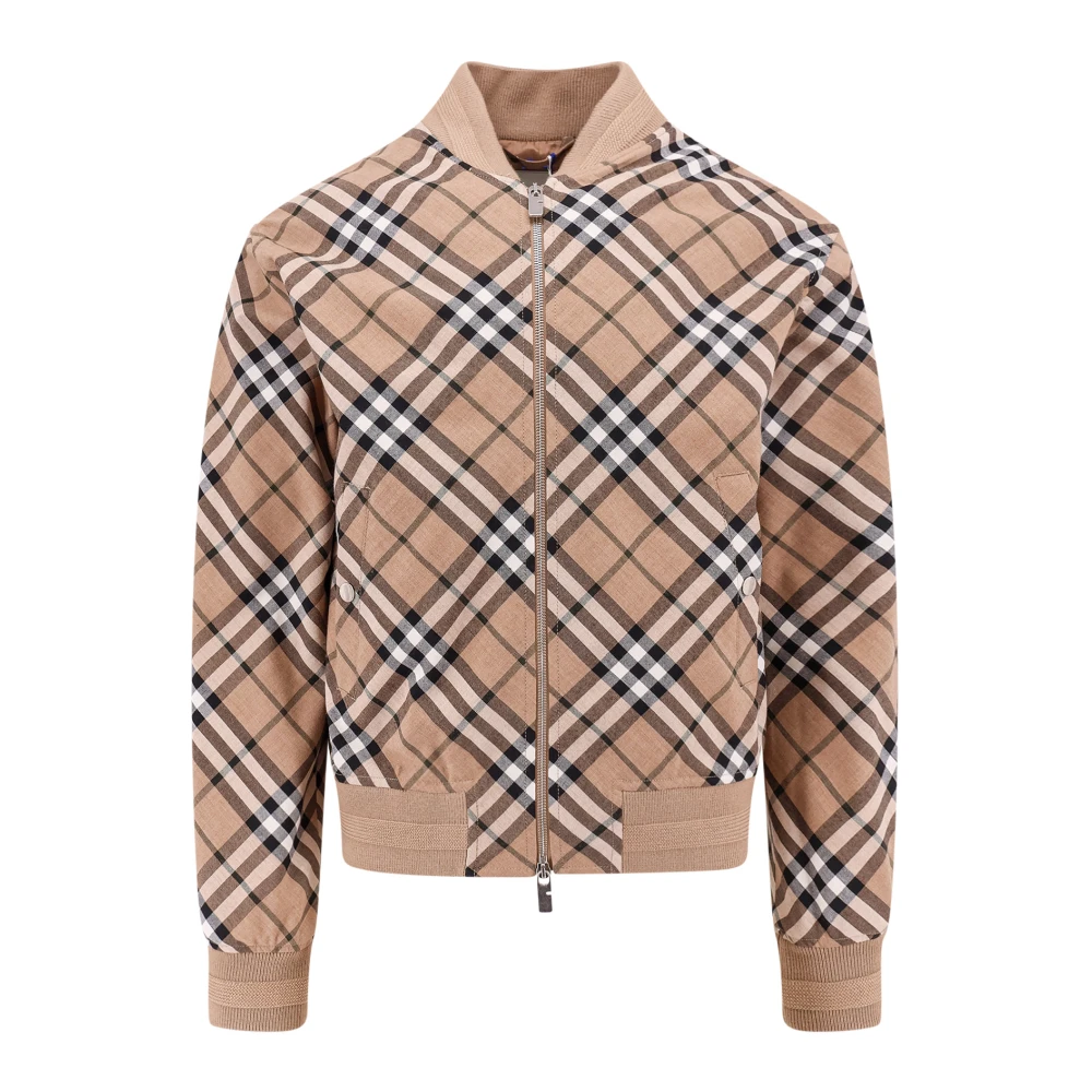 Burberry Beige Jas met Ritssluiting en Drukknoop Zakken Beige Heren