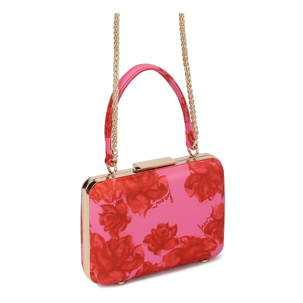 Kazar Roze clutch tas met rode bloemen Red Dames