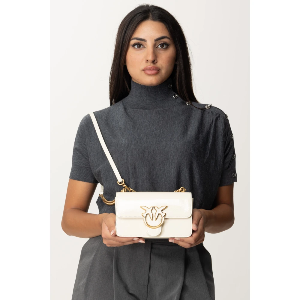 pinko Witte Schoudertas met Voorlogo White Dames