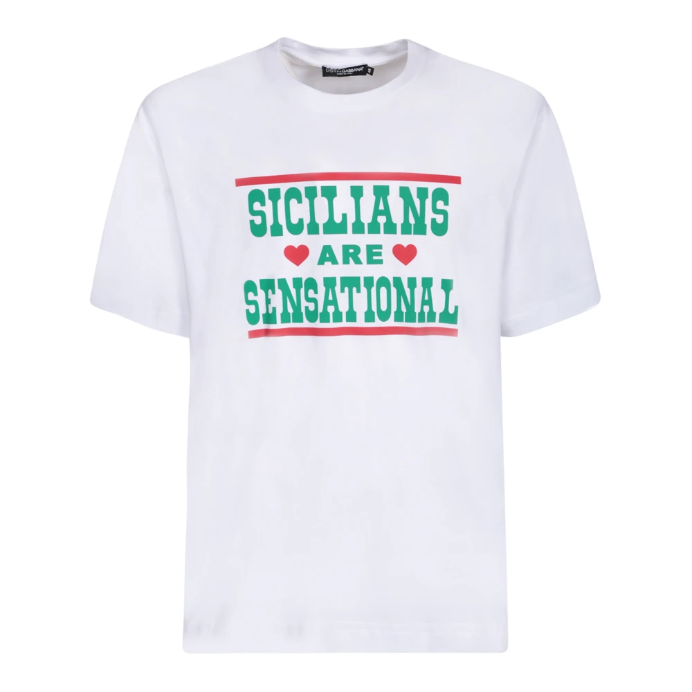Dolce & Gabbana Men's White T-Shirts, S, Sicily Love T-Shirt