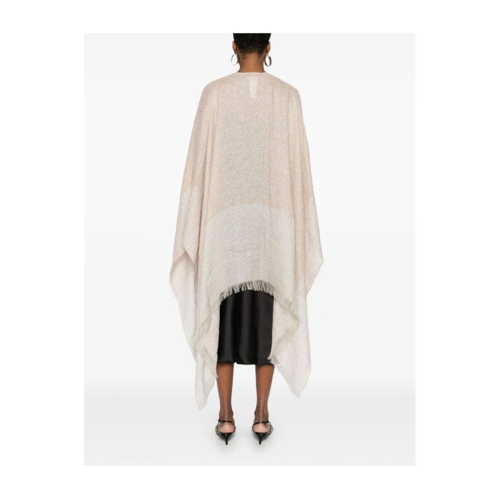 Fabiana Filippi Gouden Cape Jas met Franje Details Yellow Dames