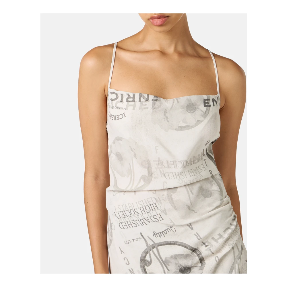 Iceberg Midi-jurk met schouderbandjes van dubbele viscose georgette in stuc kleur Beige Dames
