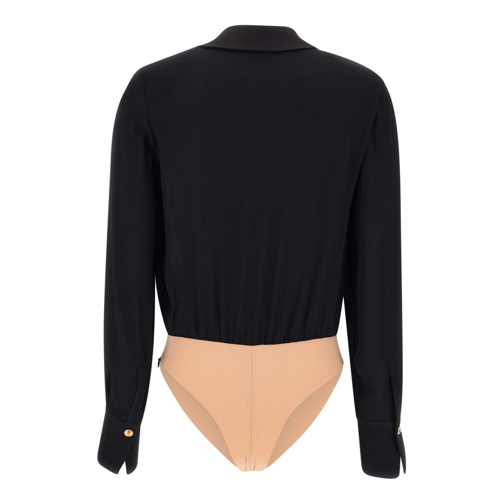 Elisabetta Franchi Zwarte Shirt Bodysuit met Gouden Rits Black Dames