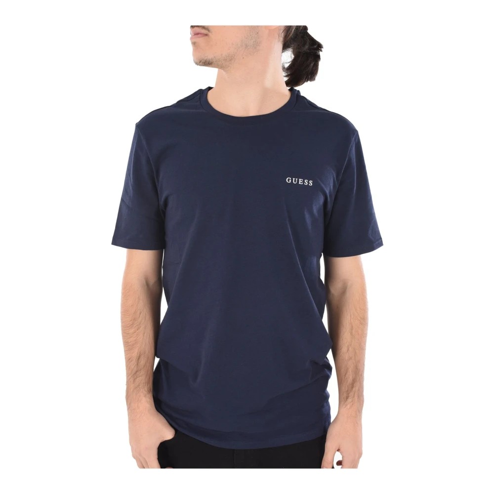 Guess Petit Logo Katoenen T-shirt Blauw Blue Heren