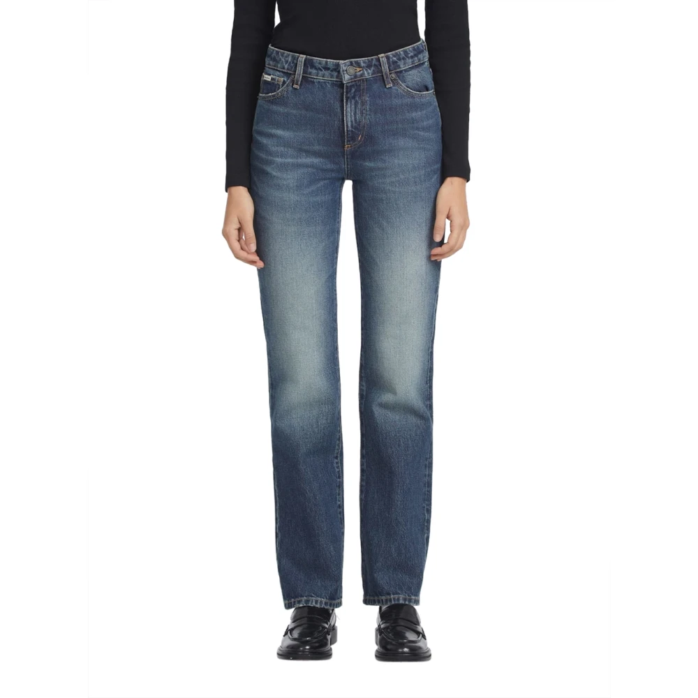 Guess Mid Rise Straight Fit Jeans Blue Dames