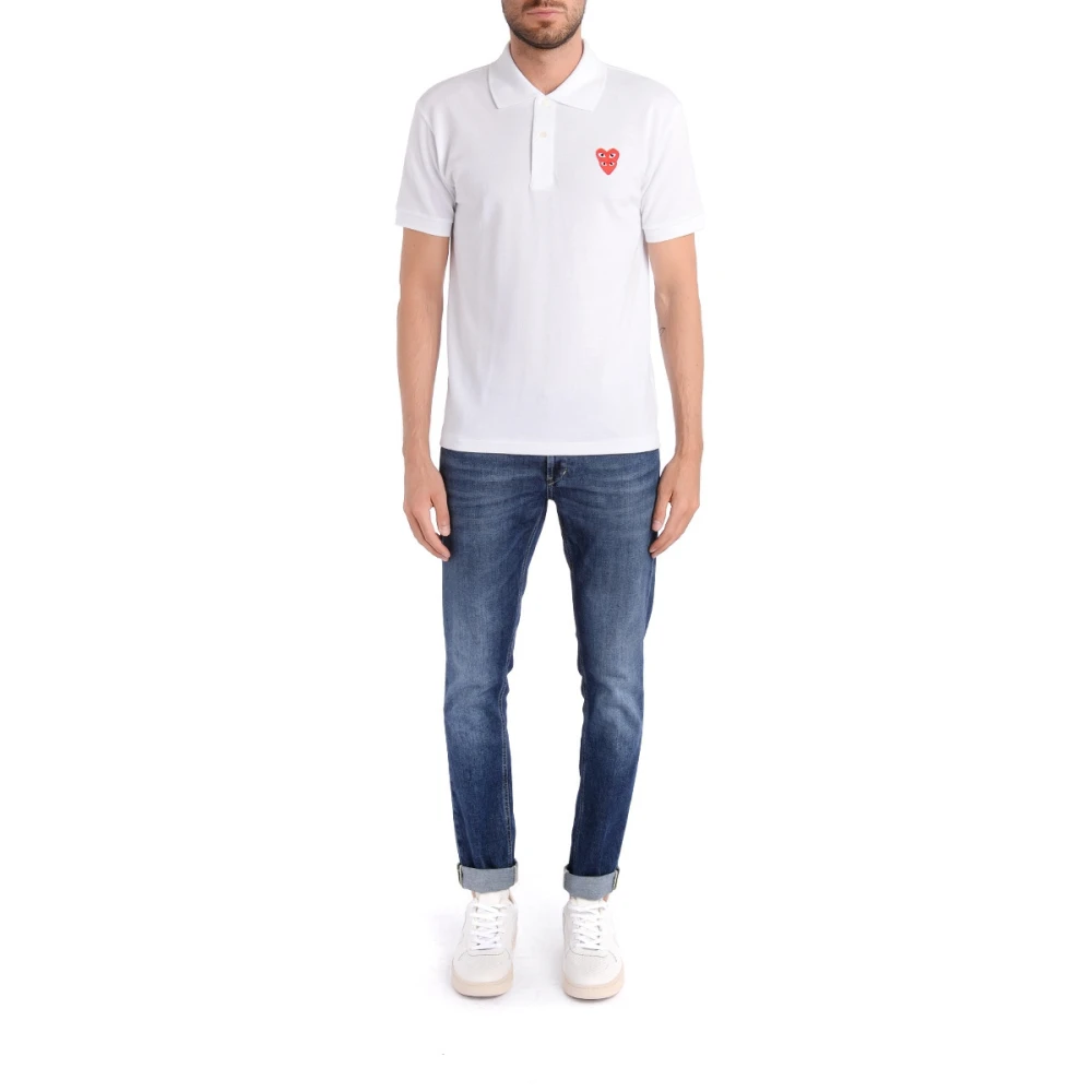 Comme des Garçons Play Witte Katoenen Polo met Overlappende Harten White Heren