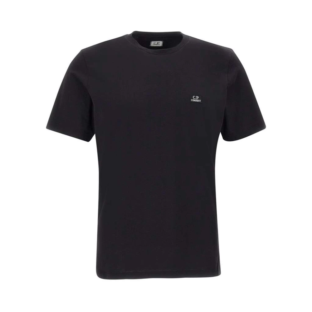 C.P. Company Zwarte Heren T-shirt van Katoen met Logo Patch Black Heren