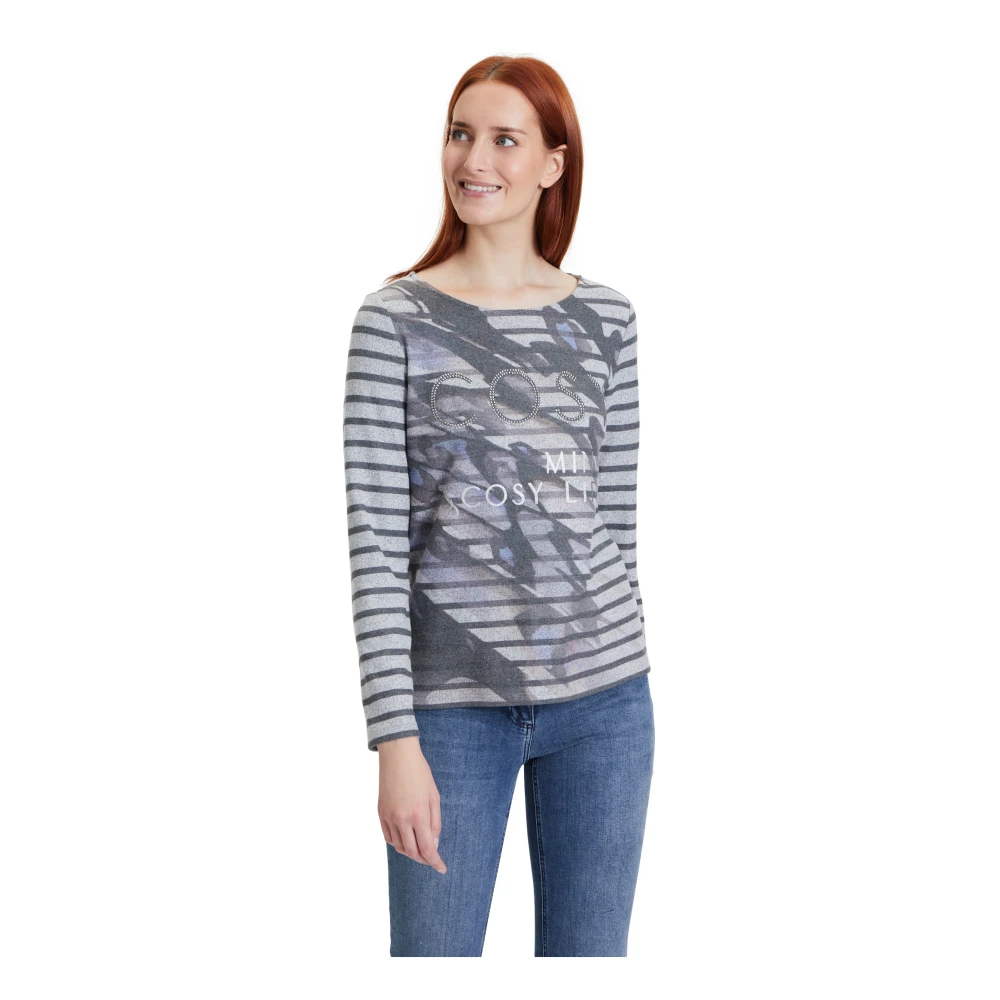 Betty Barclay Gestreept Glittershirt met Dierenprint Multicolor Dames