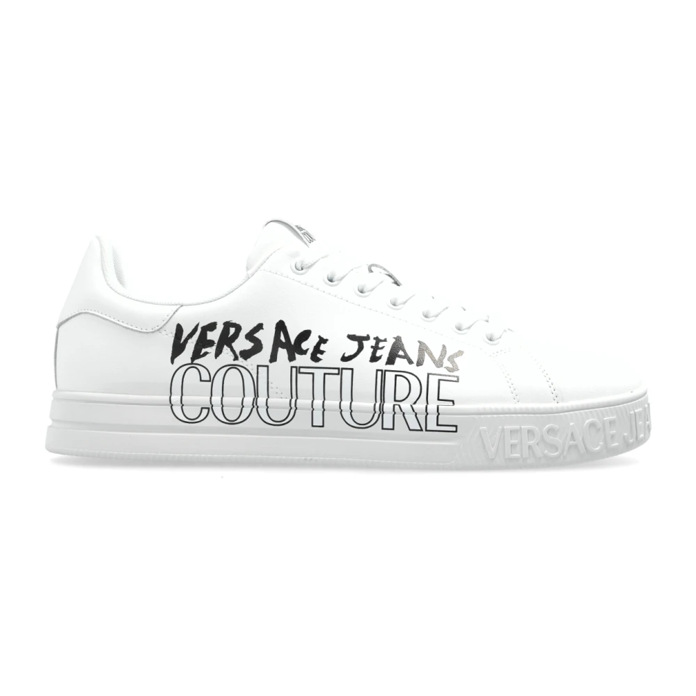 Versace Jeans Couture Sneakers met Gedrukt Logo Heren Schoenen Wit