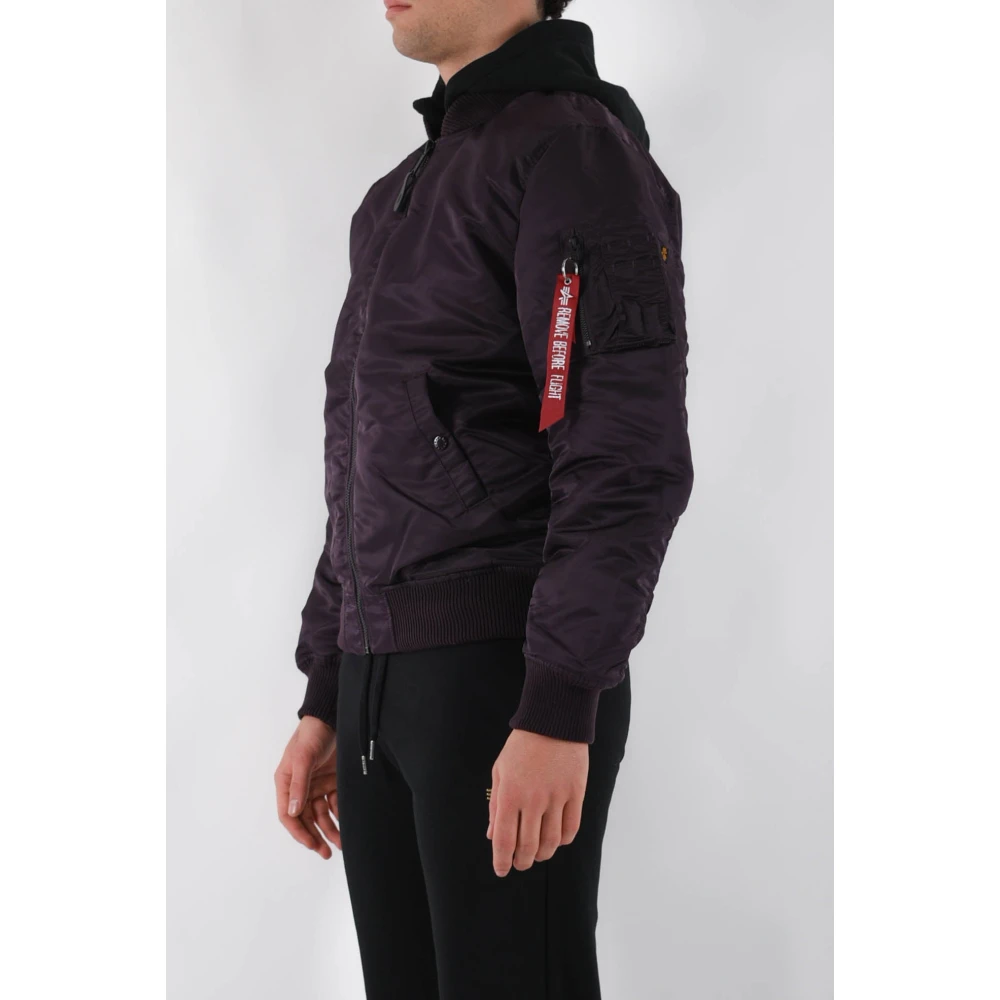 alpha industries Nylon Bomberjack met Afneembare Capuchon Purple Heren