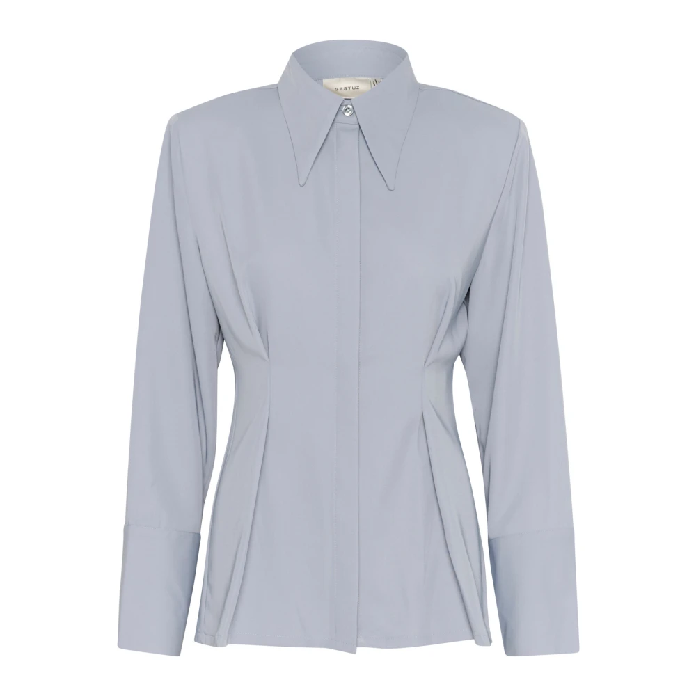 Gestuz Elegante Grijs Blauwe Overhemdblouse Blue Dames
