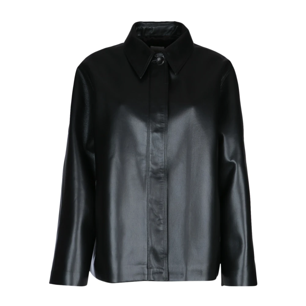 Calvin Klein Stijlvol Leren Jack voor Regenachtige Dagen Black Dames