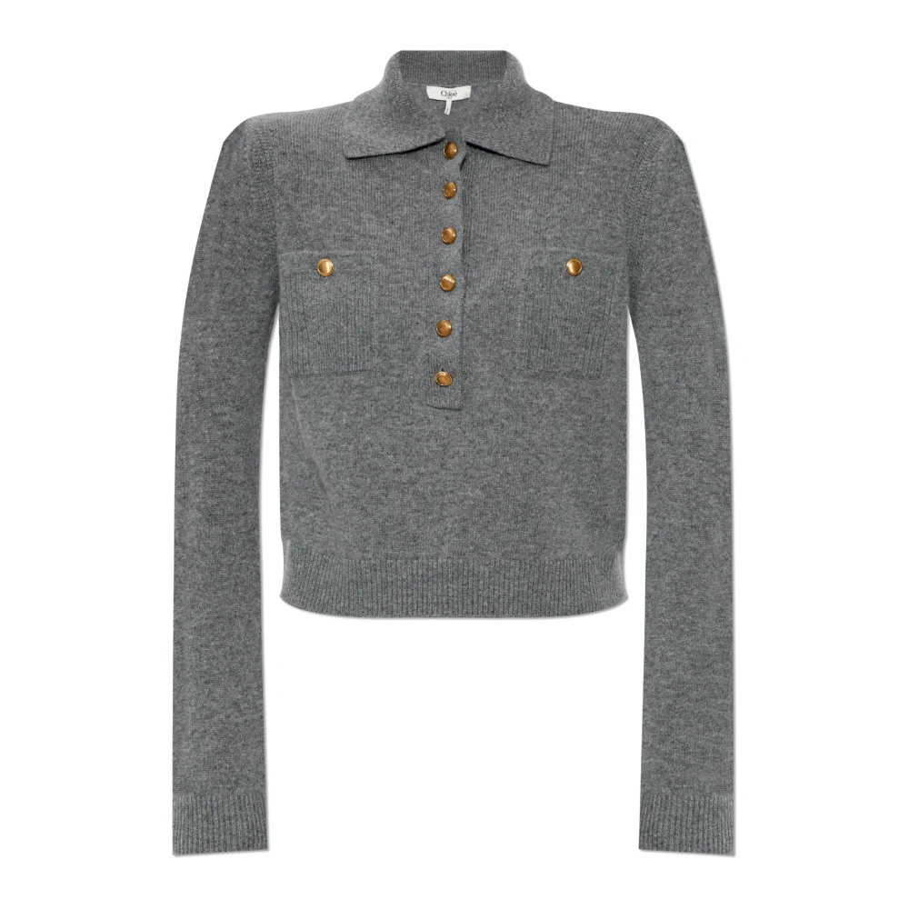 Chloé Polo Sweater Gray Dames