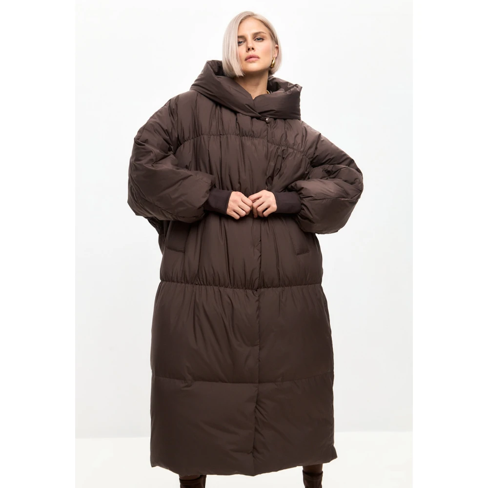 Cesare Gaspari Oversized Puffer Coat Chocolate Brown Dames