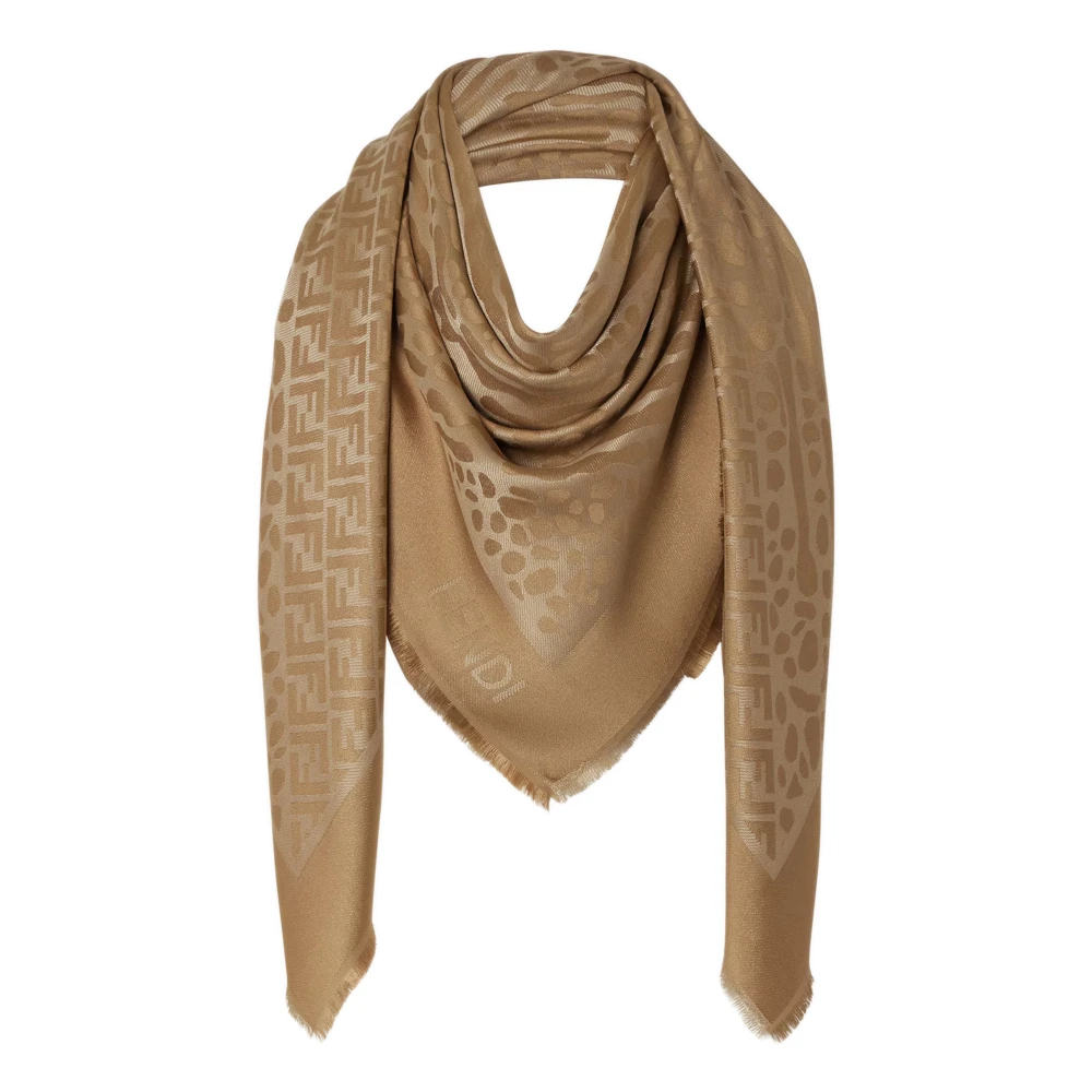 Fendi Women's Brown Scarves, One Size, Ff Shawl