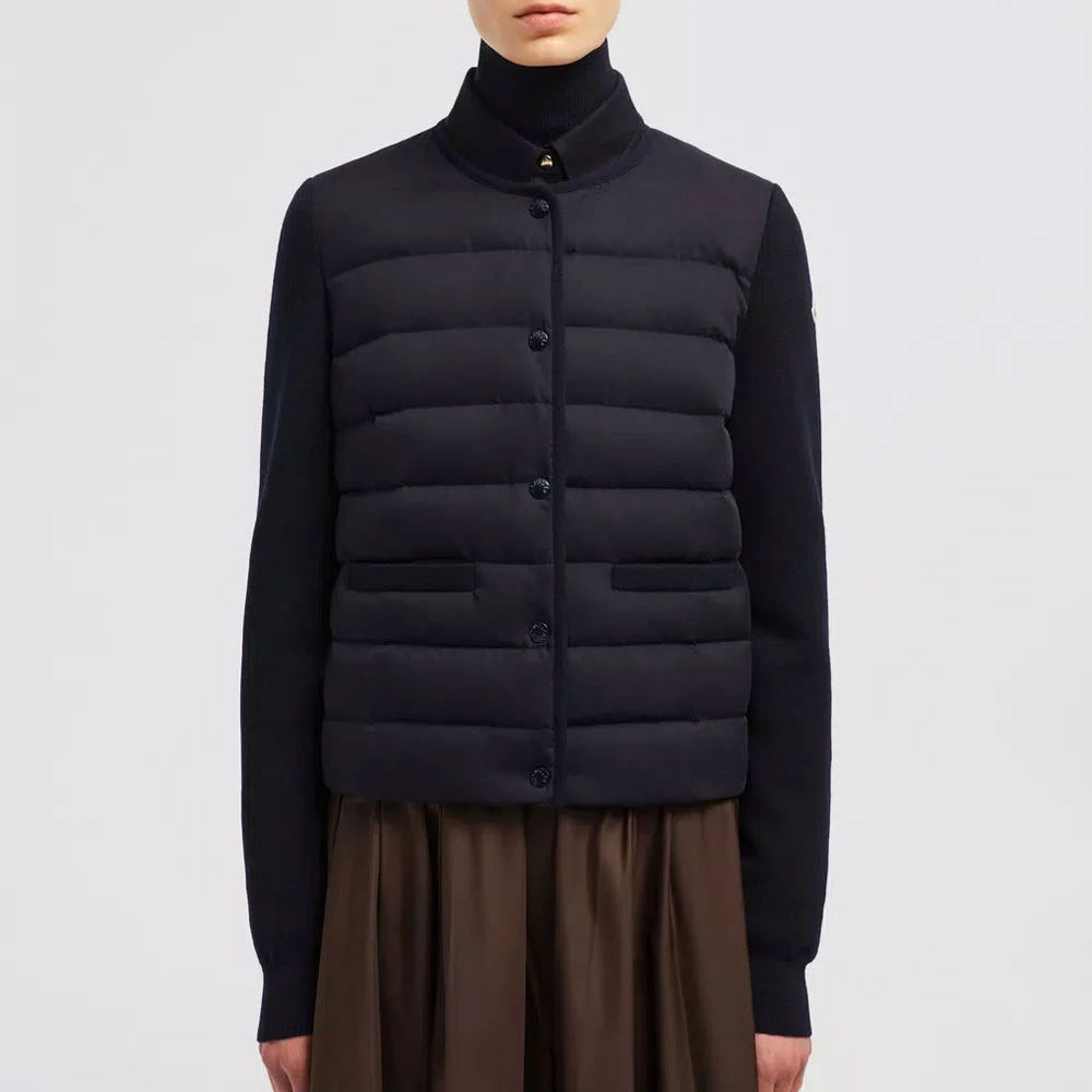 Moncler Marineblauwe Gewatteerde Vest met Merinowol Blue Dames