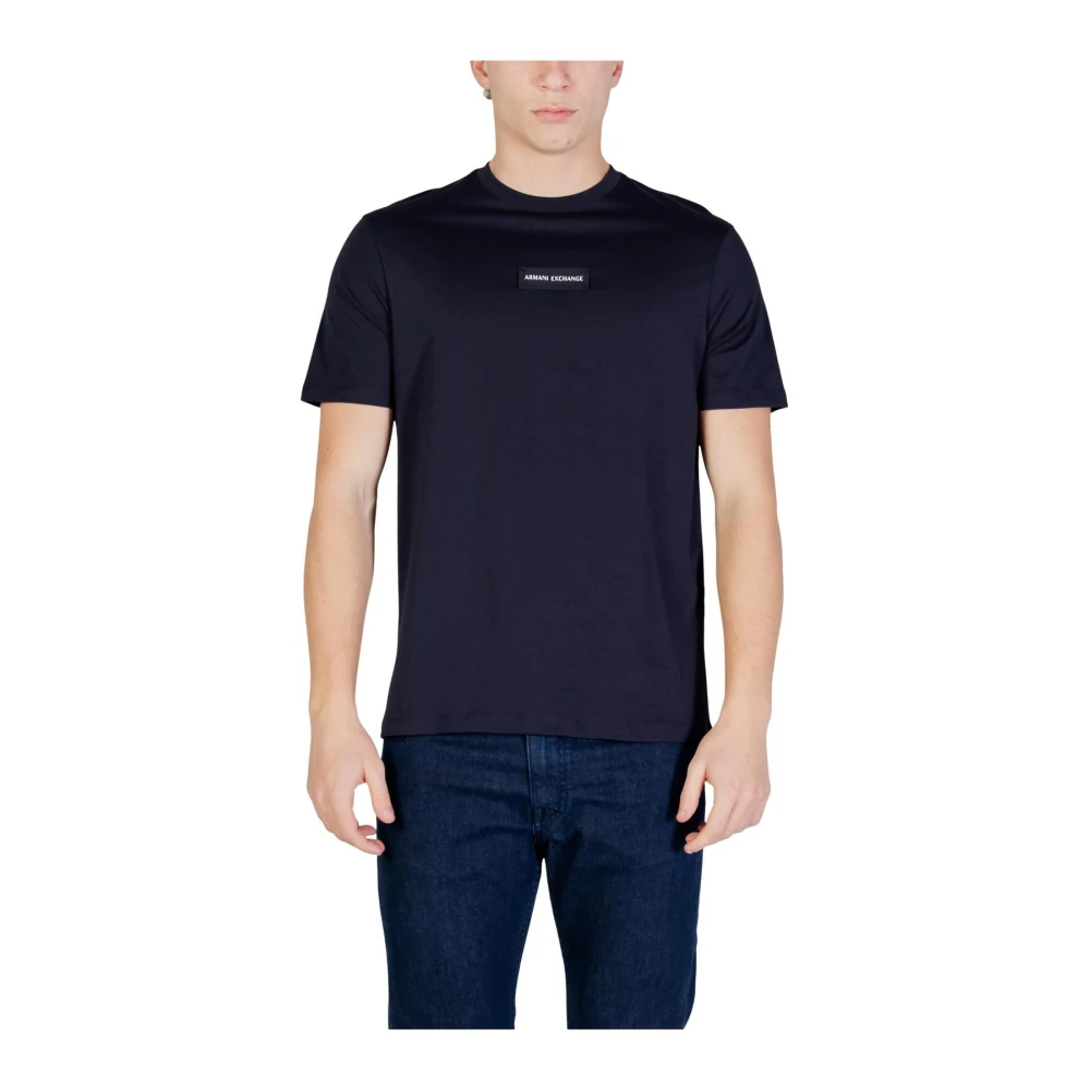 Armani Exchange Uomo Blu T-Shirt A Maniche Corte E Girocollo In Cotone