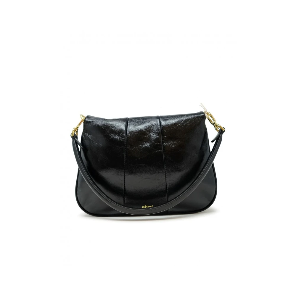 abro Zwarte Leren Schoudertas Black Dames