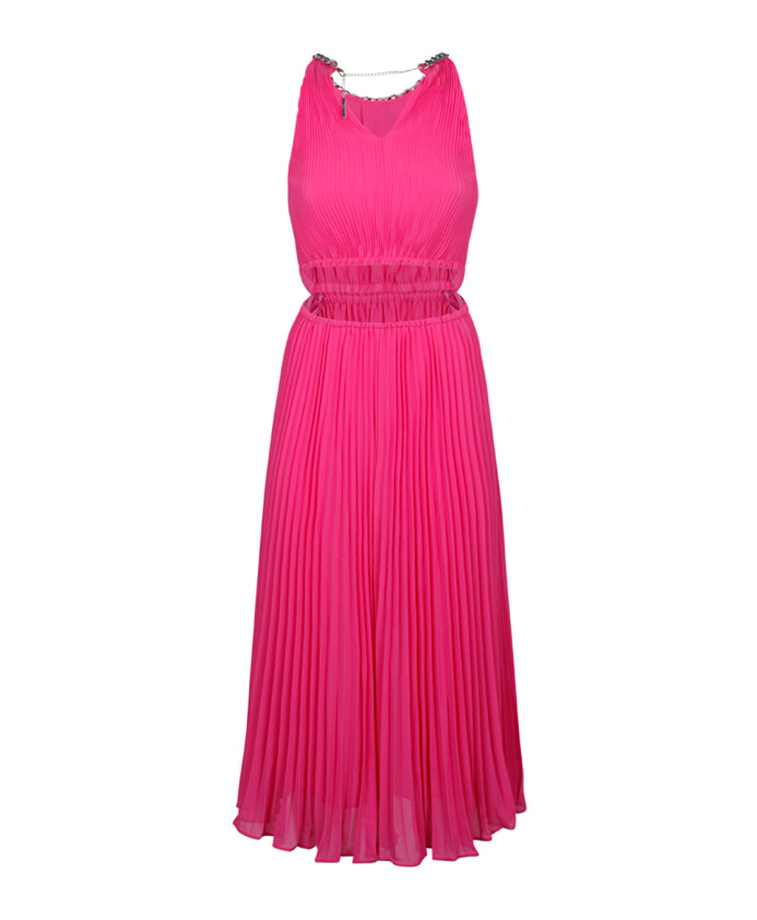 fuchsia-plisse-midi-jurk