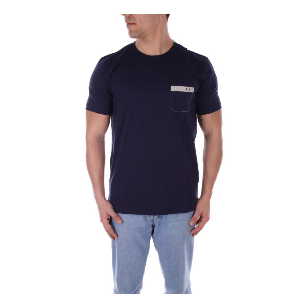 Fay Klassieke Blauwe T-shirt met Voorzak Blue Heren