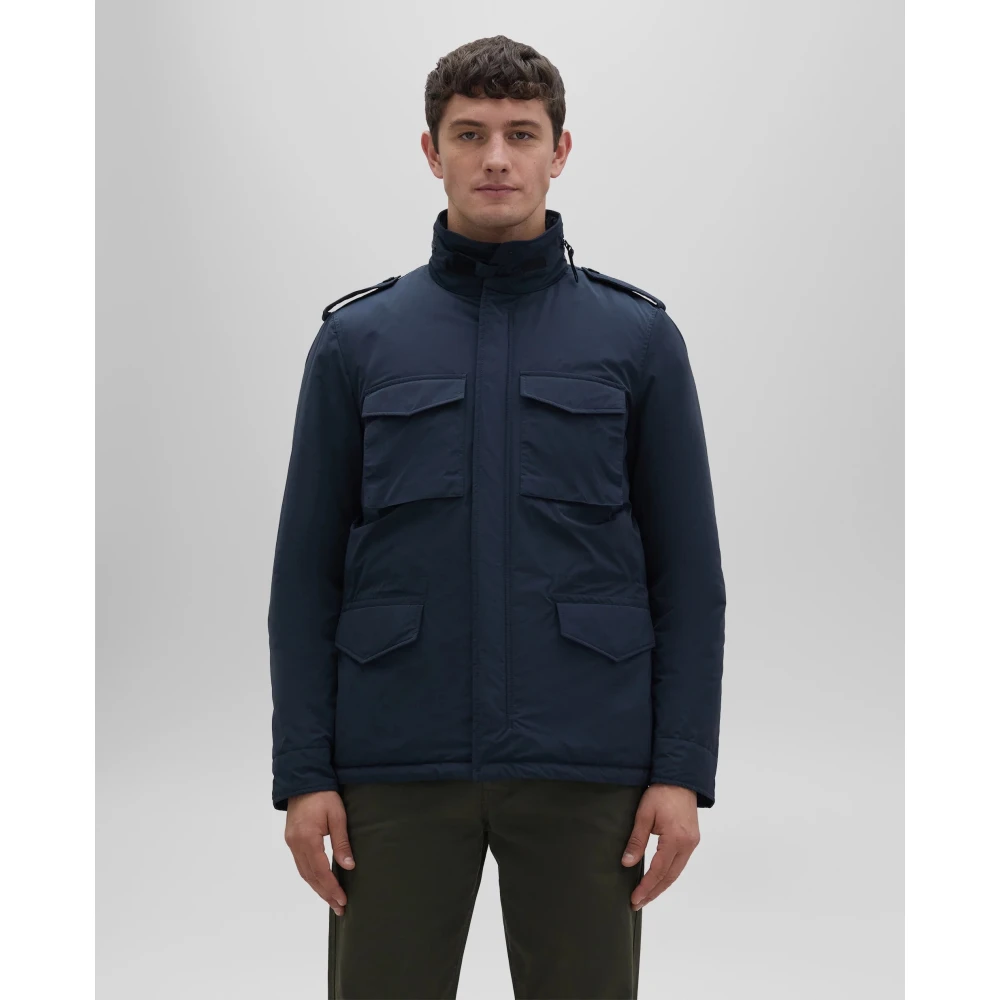 Aspesi Blauwe Field Jacket Vento Gevoerd Blue Heren