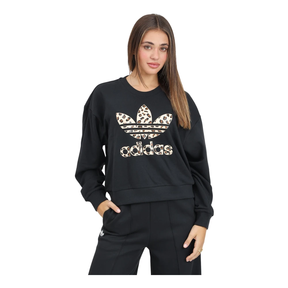 Adidas Originals Leopard Crewneck Sweater Zwart Vrouwen Black Dames