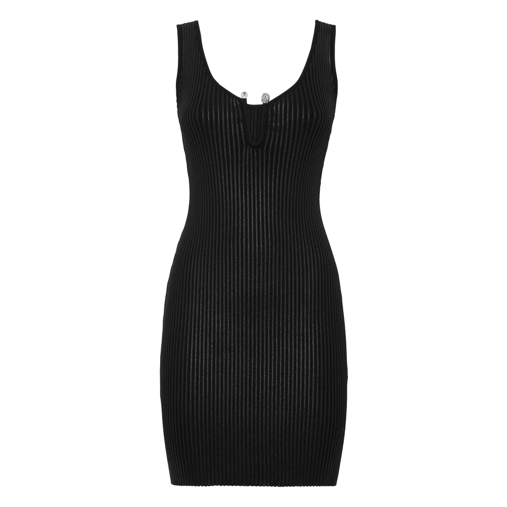 Philipp Plein Women's Black Coated Knit Mini Dress - Party Dresses - M - Dresses