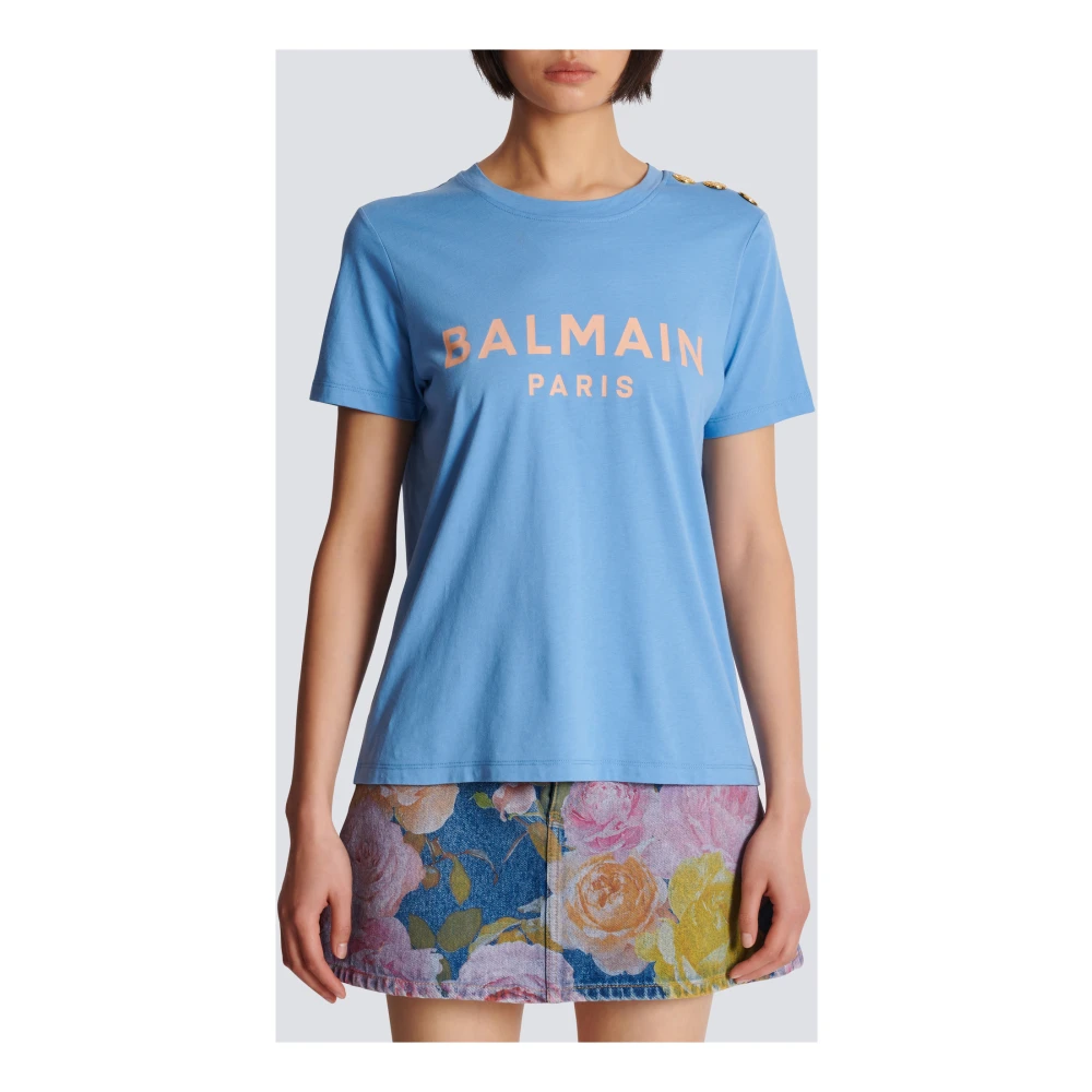 Balmain T-shirt met Parijs-print Blue Dames