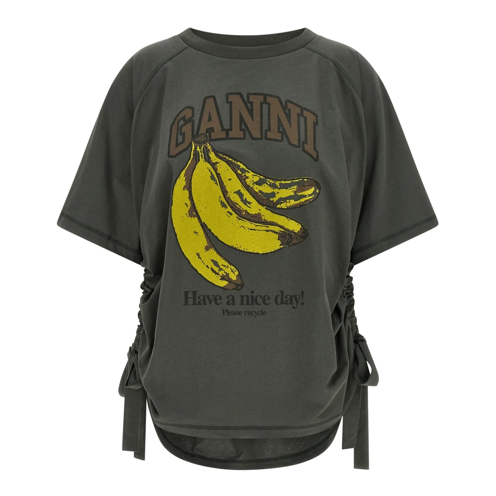 Ganni Women's Gray T-Shirts, L, Banana T-Shirt