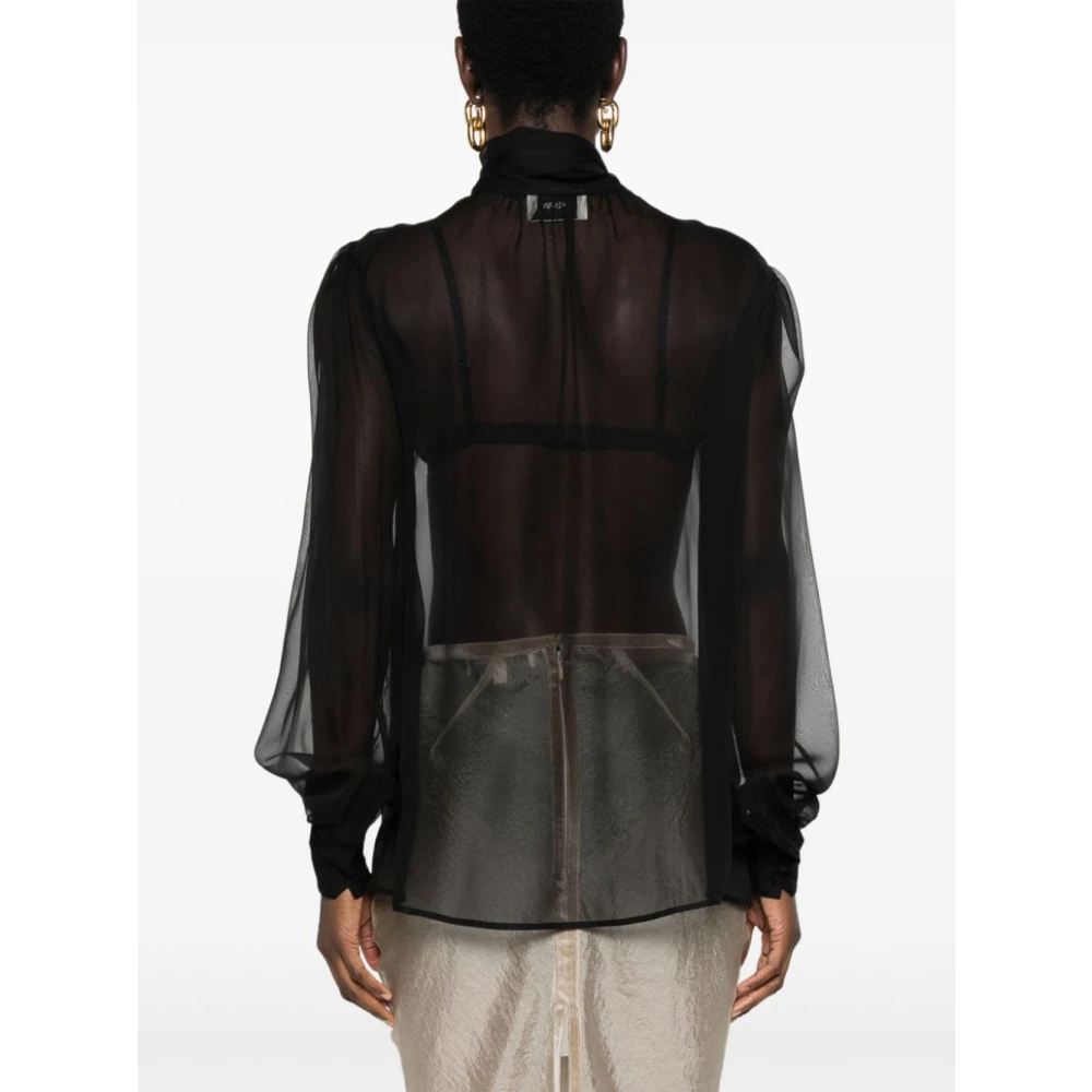 Saint Laurent Zwarte Zijden Chiffon Blouse Black Dames