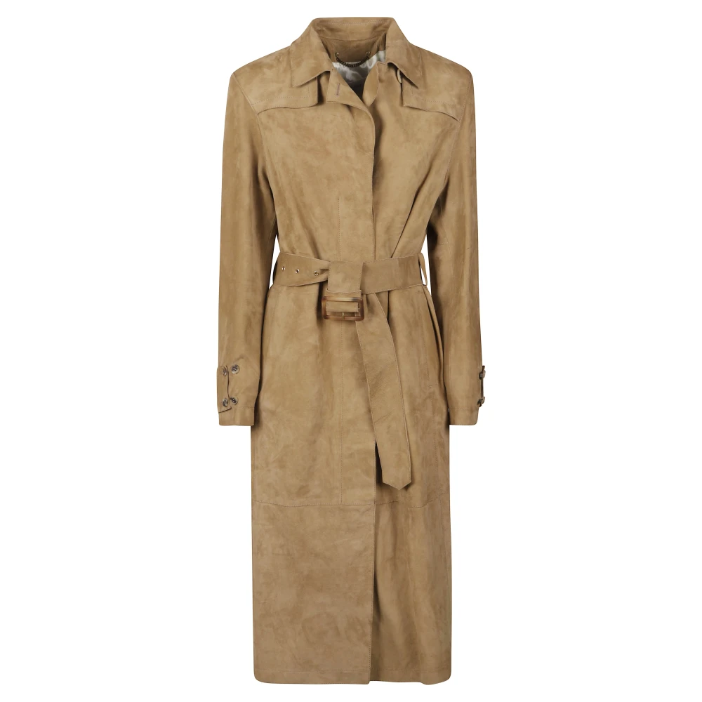 Golden Goose Women's Beige Suede Trench Coat - Belted Coats - S - Coats