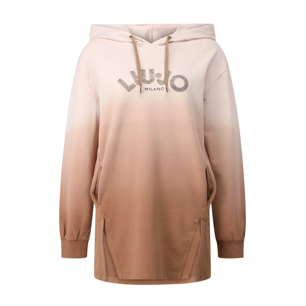Liu Jo Męski Brązowy Bluzy, Mężczyzna,, Bluza Z Ombre Logo I Kamieniami Średni