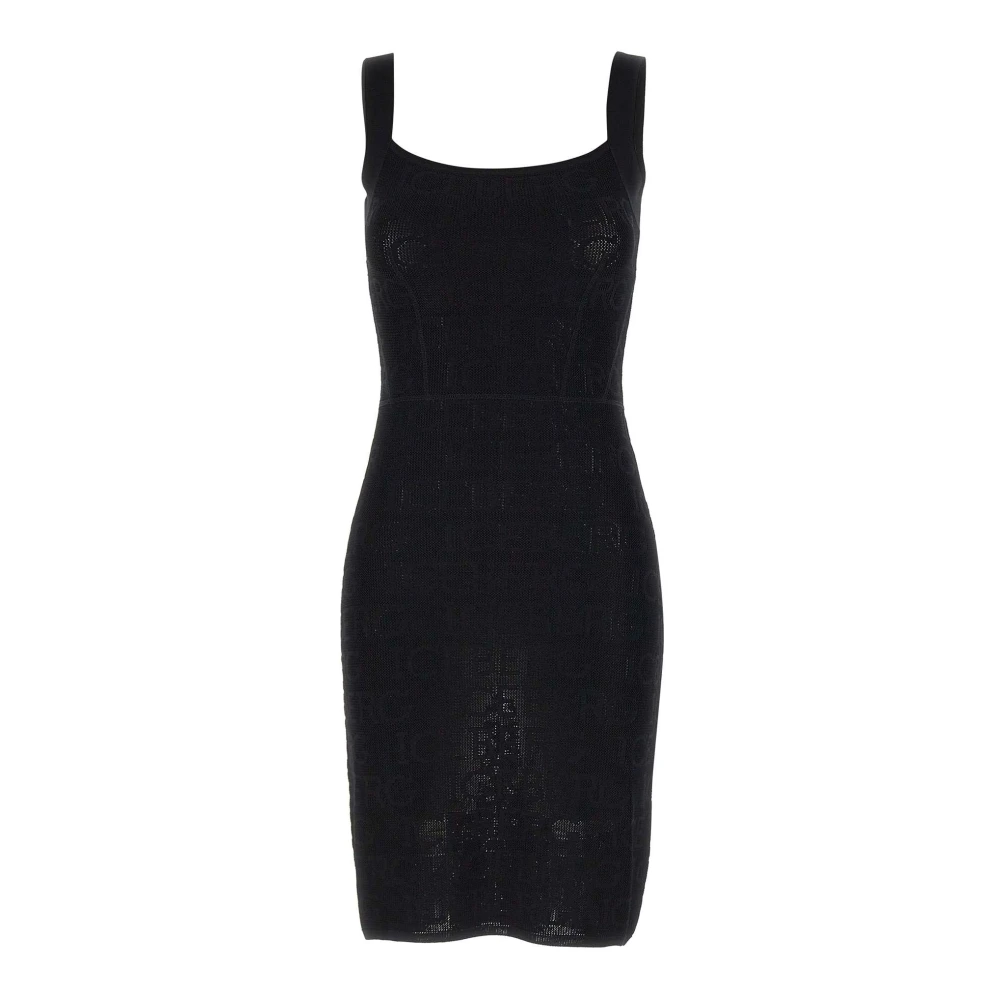 Iceberg Zwarte Sheath Jurk met Openwerk en Ribbels Black Dames