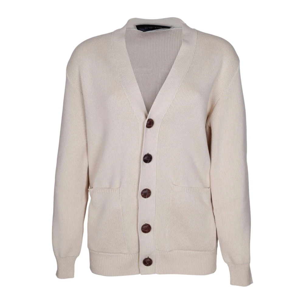 Golden Goose Donna Beige Logo Cotton Cardigan