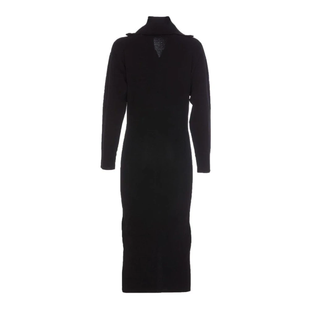 pinko Zwarte Midi Jurk met Voorrits Black Dames