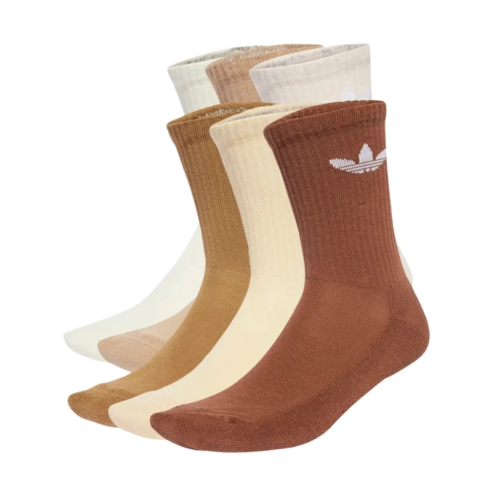 Adidas Originals Unisex Marrone - Adicolor Trefoil - Confezione Da 6 Paia Di Calzini Con Bordino Color E Crema - Immagine 3