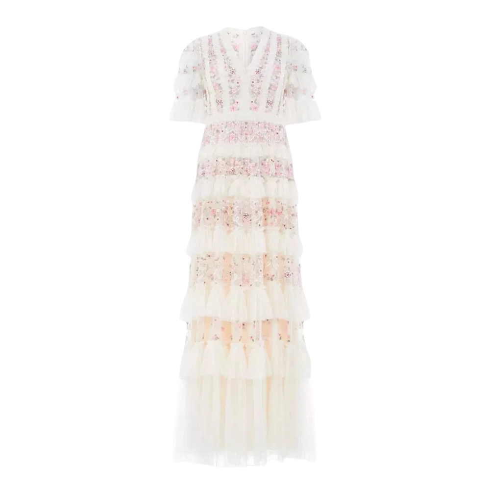 Needle & Thread Bloemen Maxi Jurk met Ruches Beige Dames