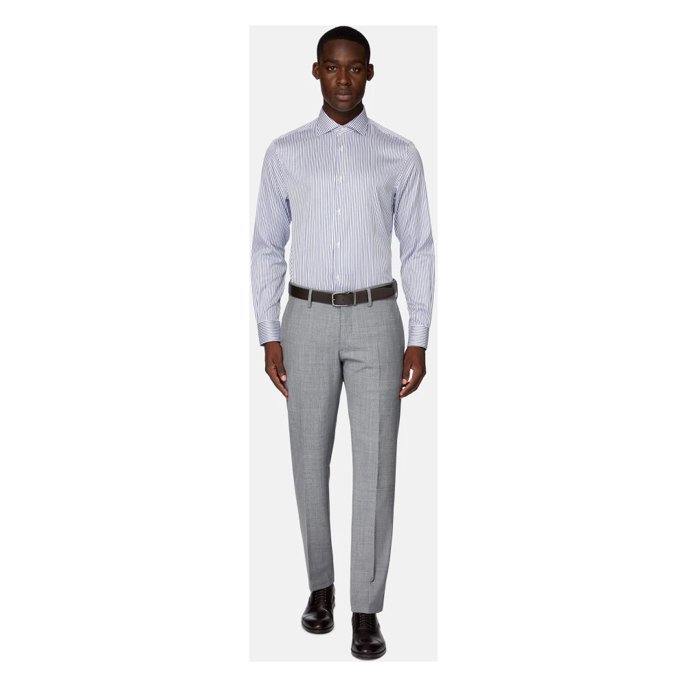 Boggi Milano Regular Fit gestreept overhemd van katoenen twill Blue Heren
