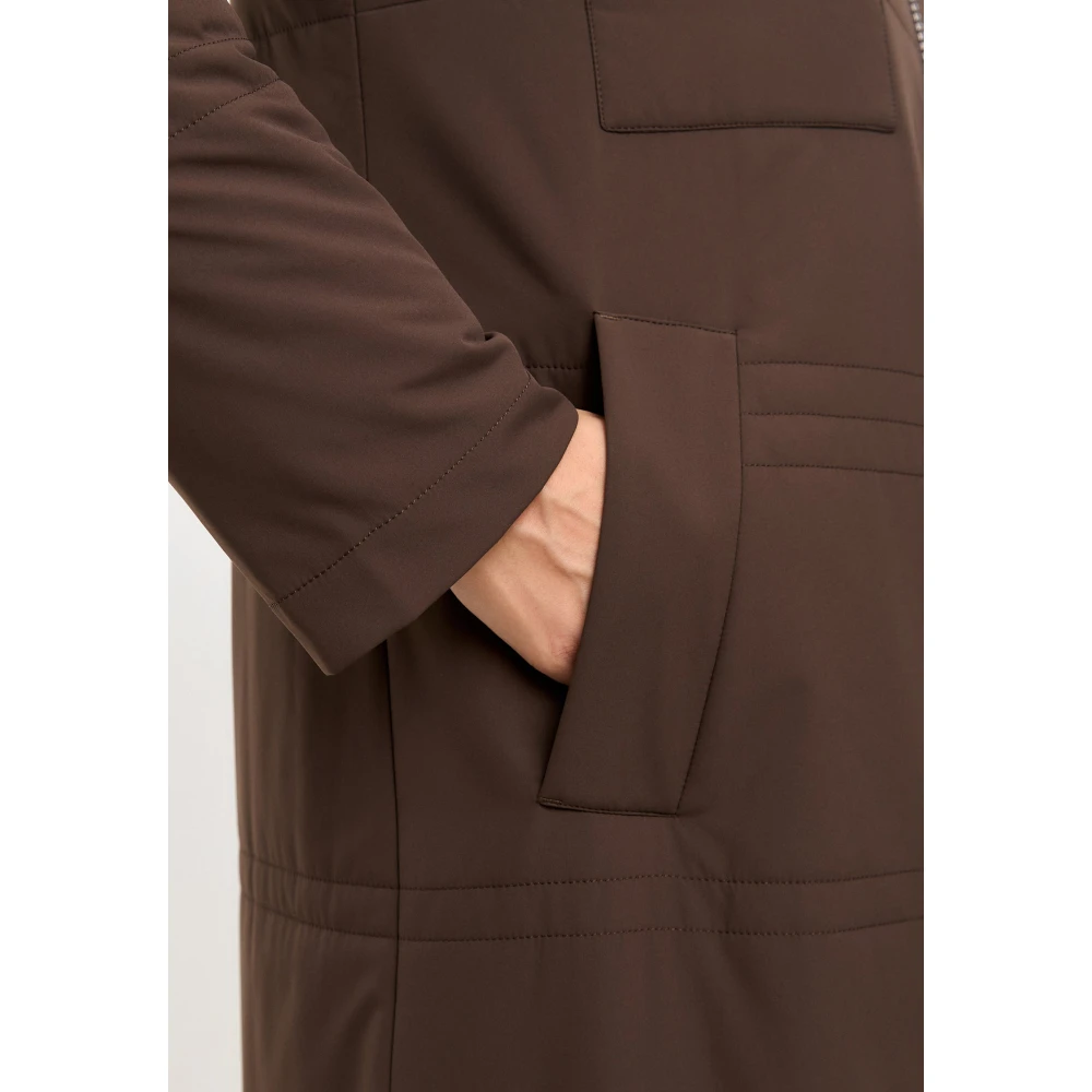 Cesare Gaspari Gebelde lange jas met shearling kraag Brown Dames
