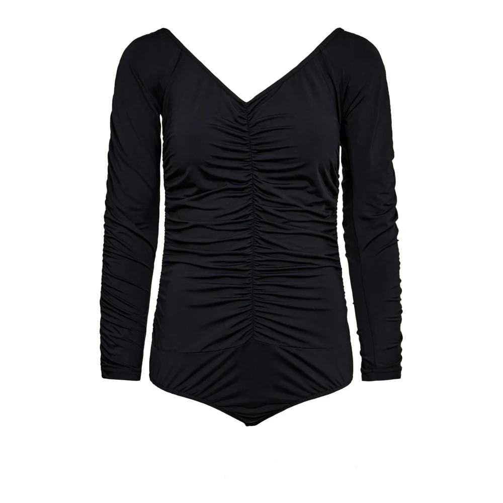 Co'Couture Drapeycc Ruched Body T-Shirt Top in Zwart Black Dames