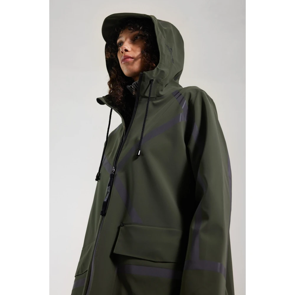 Stutterheim Lichtgewicht A-lijn regenjas met getapete strepen Green Dames