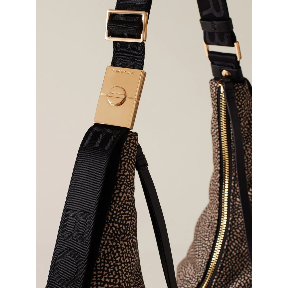 Borbonese Hobo tas in natuur zwart Brown Dames