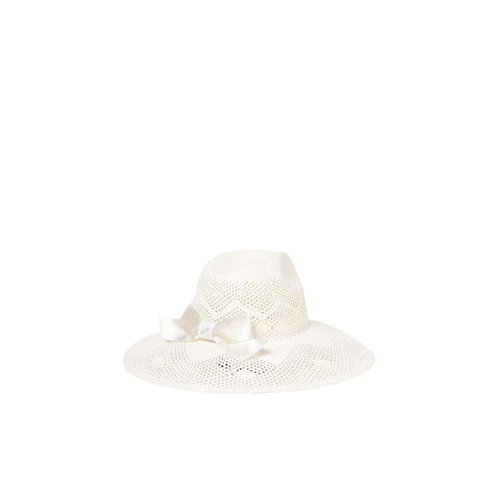 Borsalino Women's White Classic Wide-Brimmed Paper Straw Sunhat